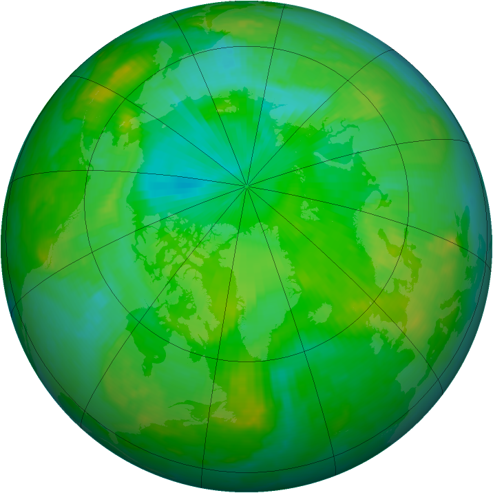 Arctic ozone map for 14 July 2000